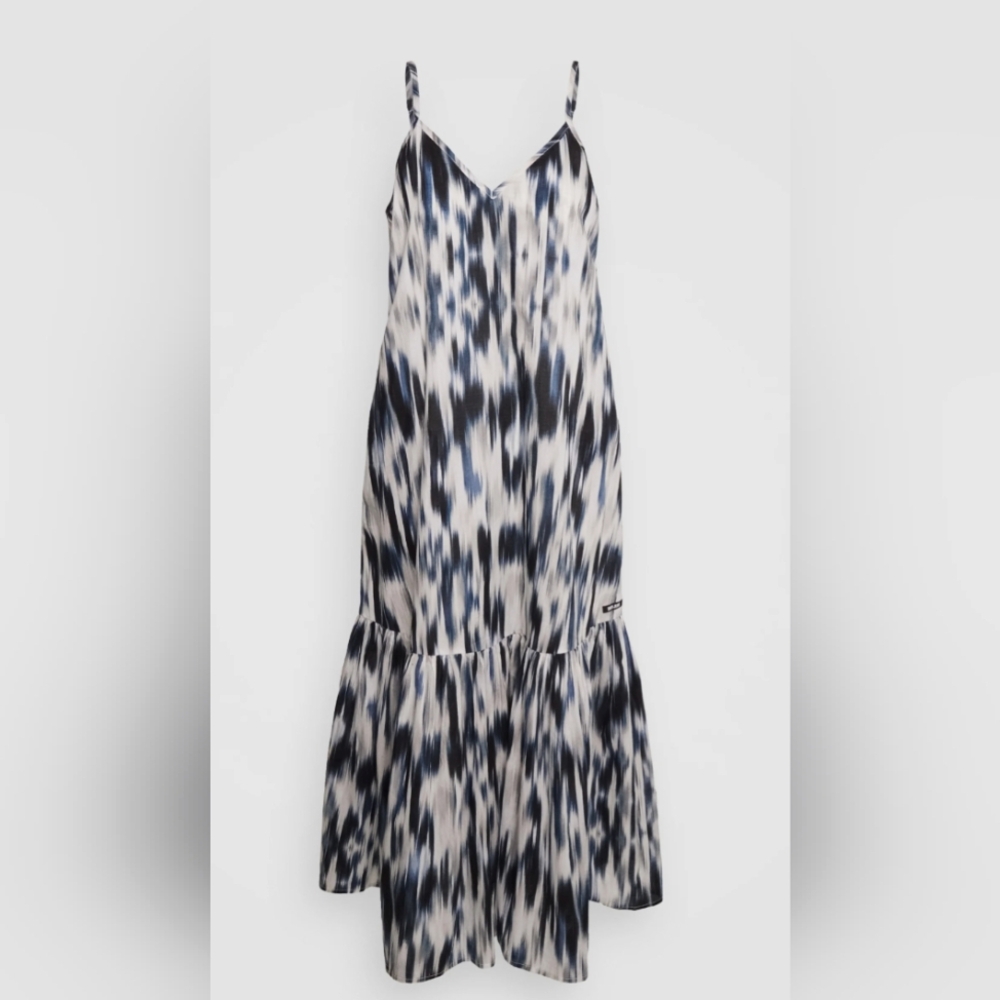 NWT DKNY women’s sun dress color white, grey and blues. With Pockets! S